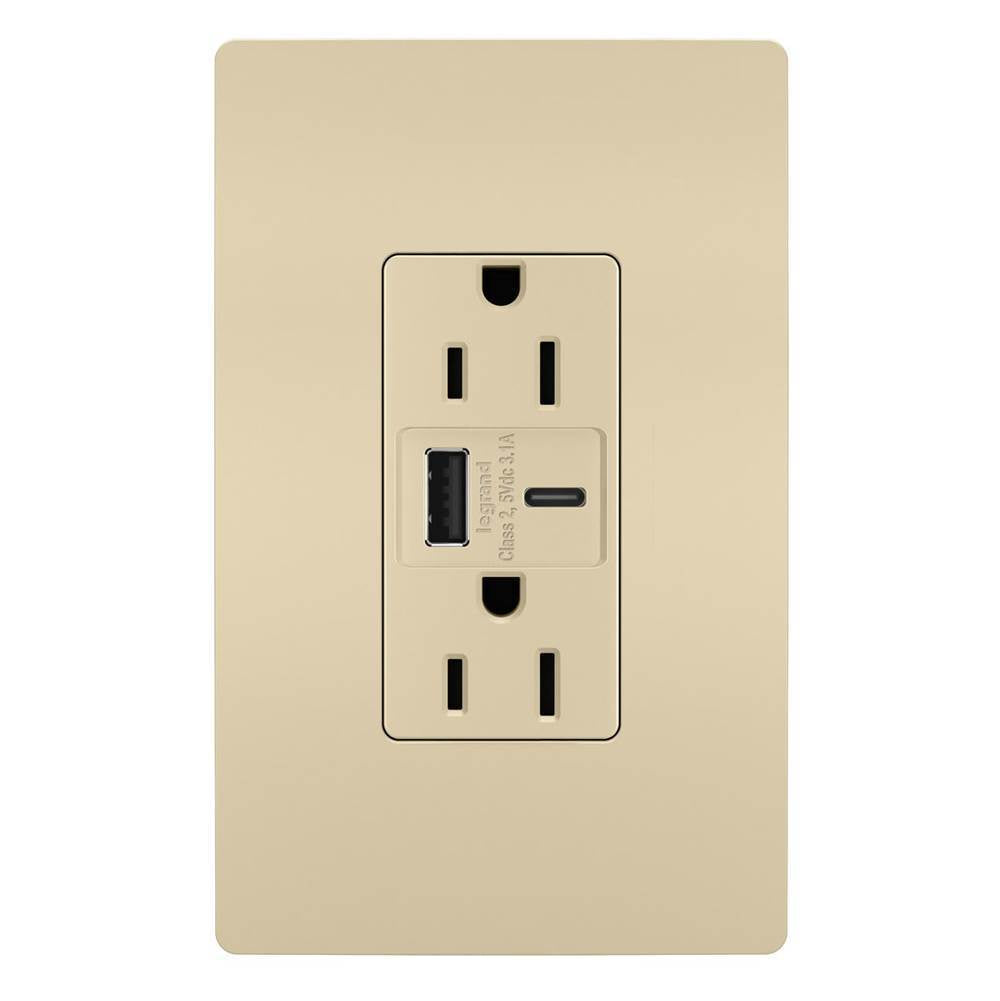 Legrand Radiant 15a Tamper-resistant Usb Type A/c Outlet, Black