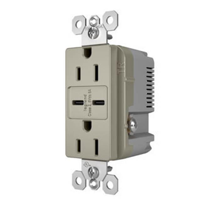 Legrand R26USBCC6NICCV4 Nickel Radiant 15a Tamper-resistant Ultra-fast Usb Type C/c Outlet, Nickel Image 2