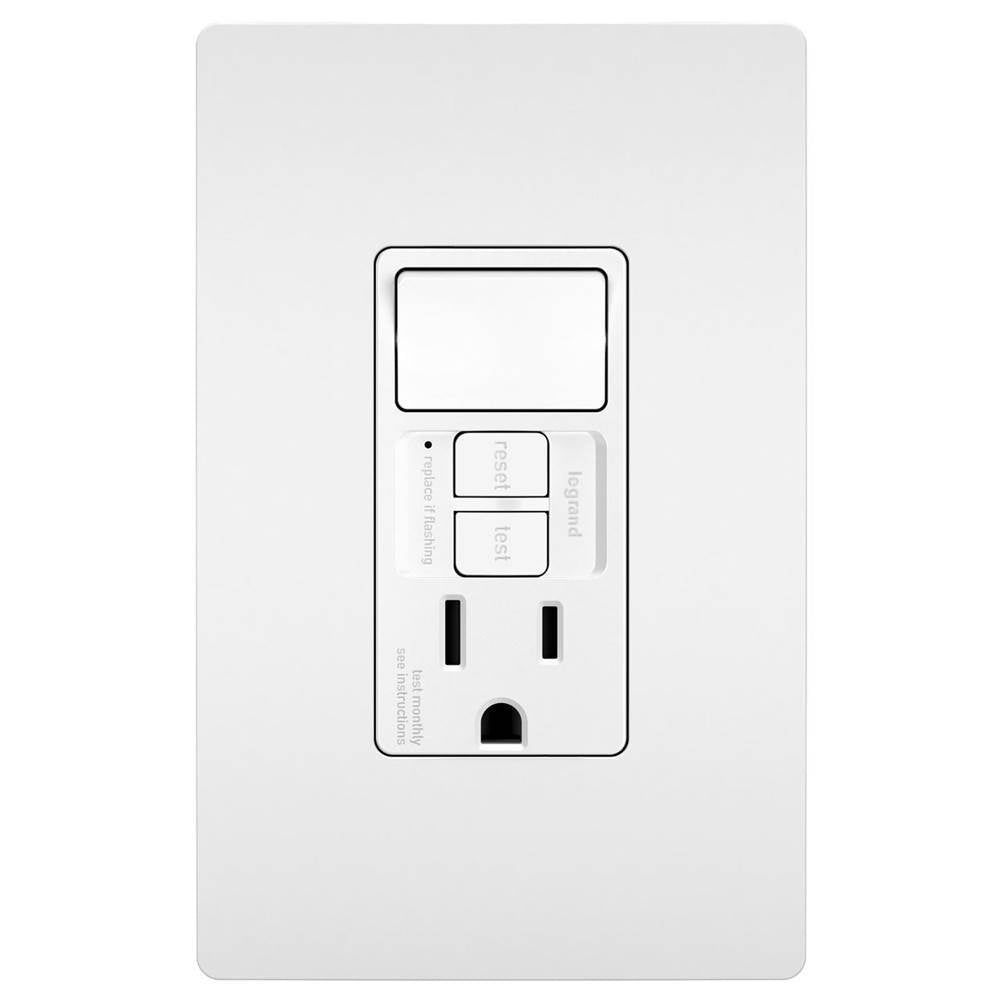 Legrand 1597SWTTRWCCD4 White Radiant Single-pole Switch With Tamper-resistant Self-test Gfci Outlet, White Image 1