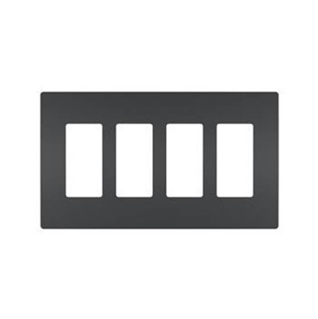 Legrand RWP264GCC6 Graphite Radiant Four-gang Screwless Wall Plate, Graphite Image 1