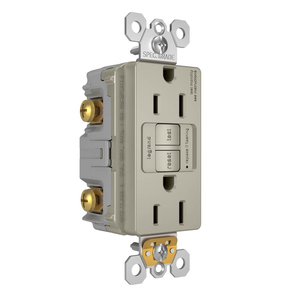 Legrand 1597TRNICC4 Nickel Radiant Spec-grade 15a Tamper-resistant Self-test Gfci Receptacle, Nickel Image 4