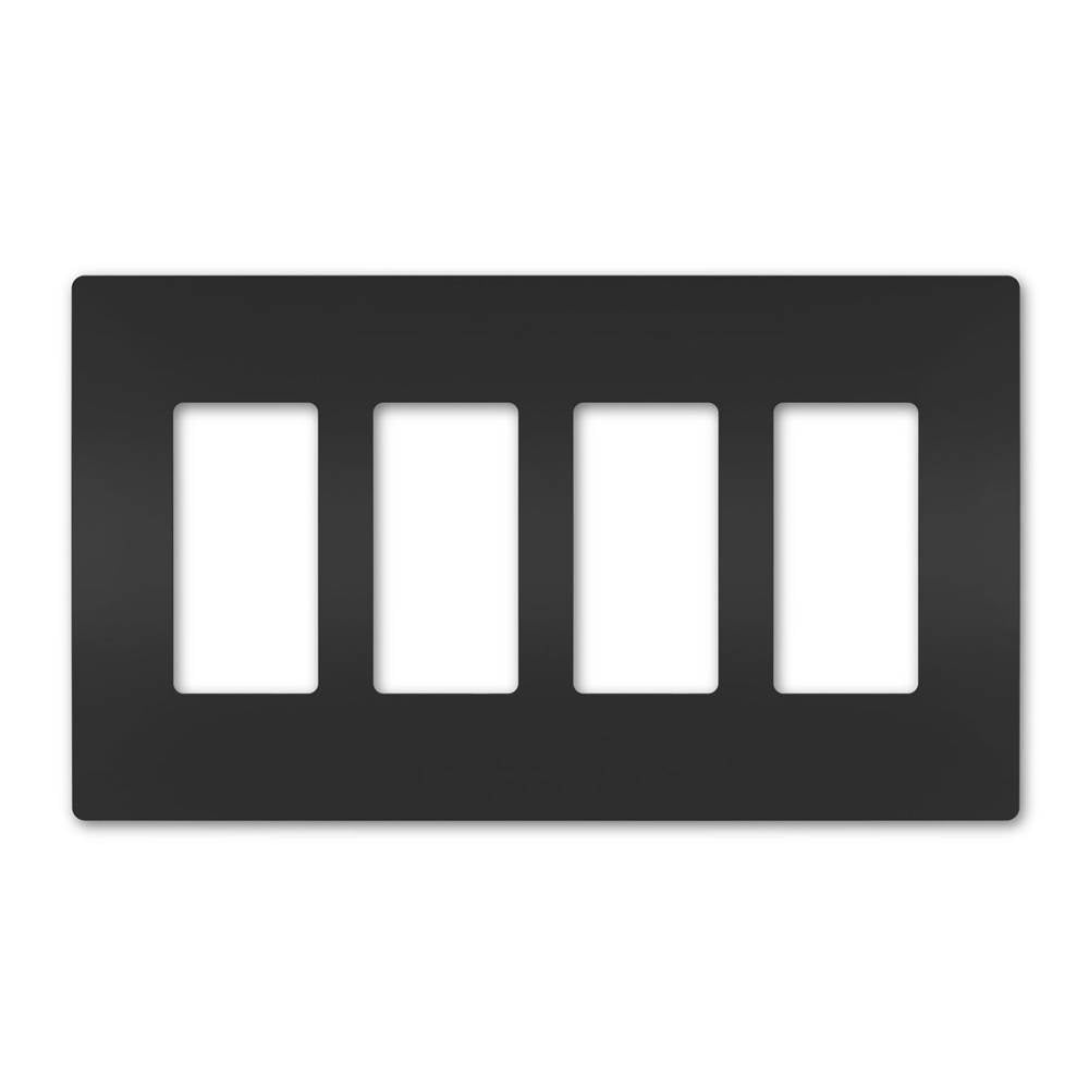 Legrand RWP264BK Black Radiant Four-gang Screwless Wall Plate, Black Image 1