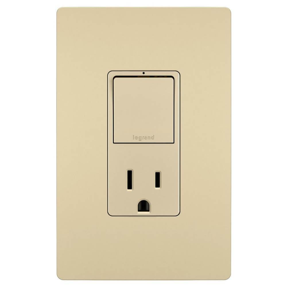 Legrand RCD38TRI Ivory Radiant Single-pole/3-way Switch With 15a Tamper-resistant Outlet, Ivory Image 1