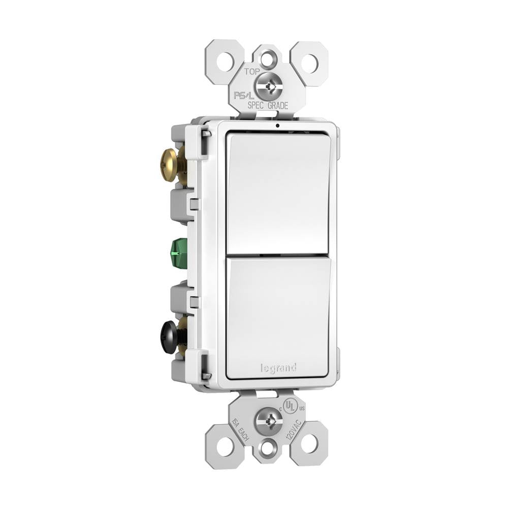 Legrand RCD33W White Radiant Two Single-pole/3-way Switches, White Image 2