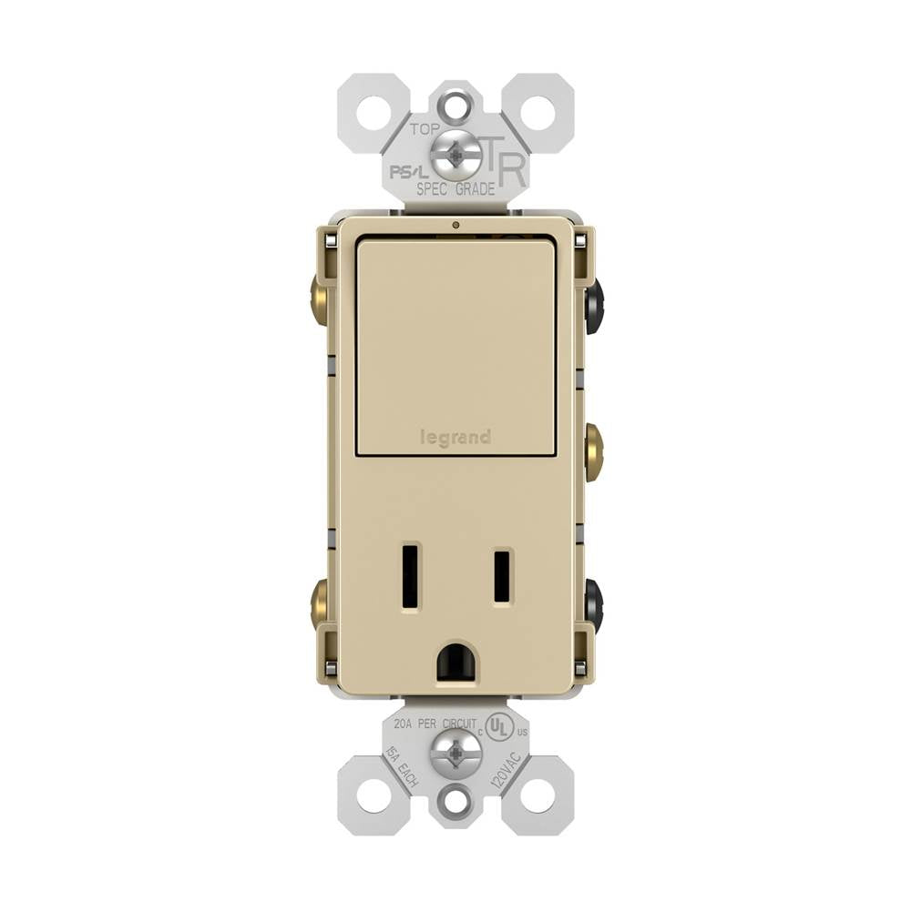 Legrand RCD38TRI Ivory Radiant Single-pole/3-way Switch With 15a Tamper-resistant Outlet, Ivory Image 2