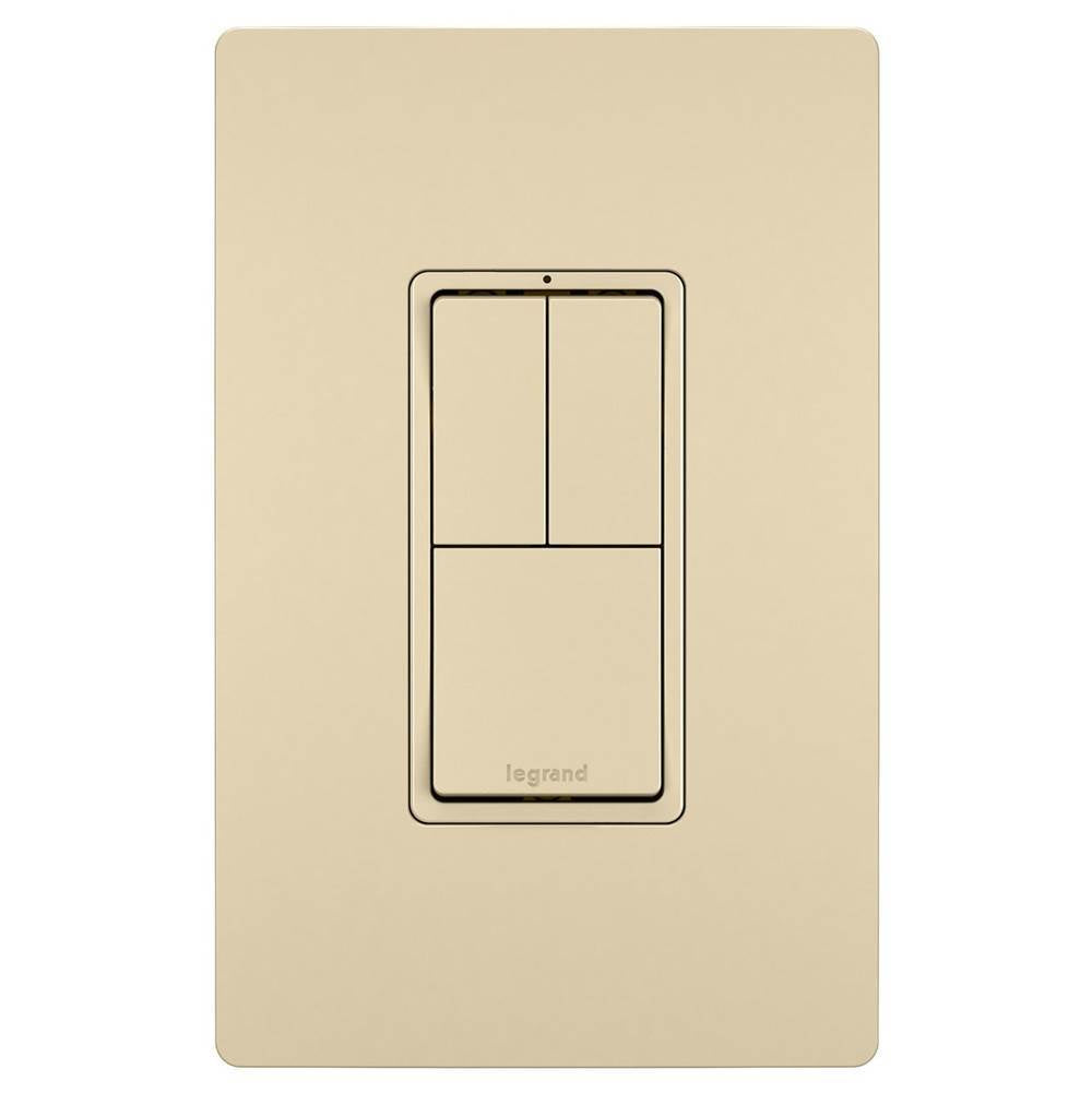 Legrand RCD113I Ivory Radiant Two Single-pole Switches And Single Pole/3-way Switch, Ivory Image 1