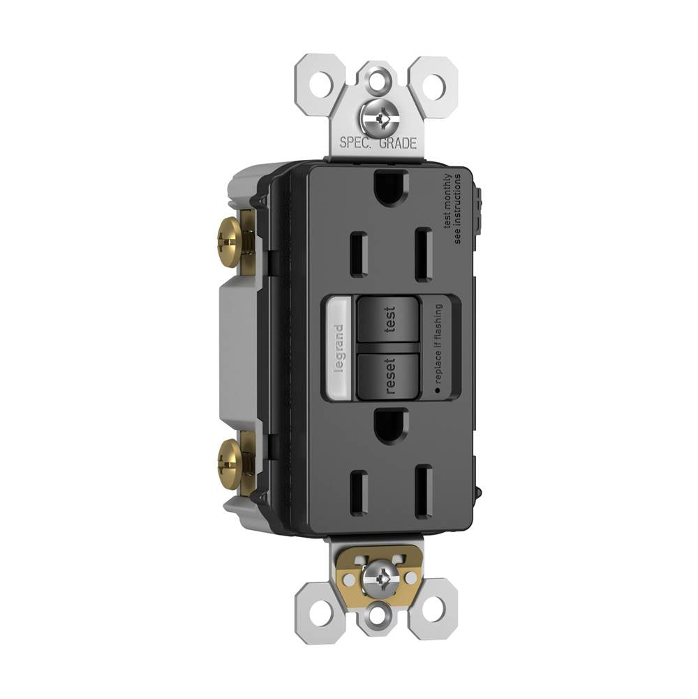 Legrand 1597NTLTRBKCCD4 Black Radiant 15a Tamper-resistant Self-test Gfci Outlet With Night Light, Black Image 3