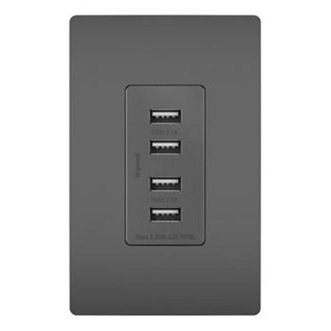 Legrand TM8USB4BKCC6 Black Radiant Quad Usb Charger, Black Image 1