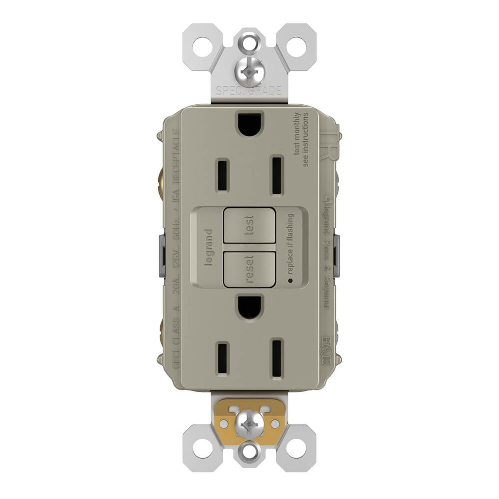 Legrand 1597TRNICC4 Nickel Radiant Spec-grade 15a Tamper-resistant Self-test Gfci Receptacle, Nickel Image 3