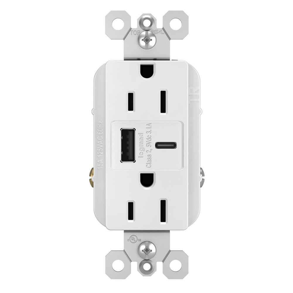 Legrand R26USBACW White Radiant 15a Tamper-resistant Usb Type A/c Outlet, White Image 4