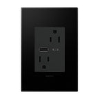 Legrand Adorne Dual-usb, 15a, Tamper-resistant, A/c Usb Hybrid Outlet, Graphite
