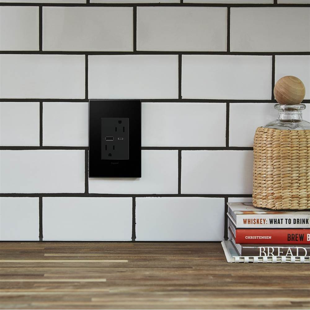 Legrand ARTRUSB156ACG4 Graphite Adorne Dual-usb, 15a, Tamper-resistant, A/c Usb Hybrid Outlet, Graphite Image 3