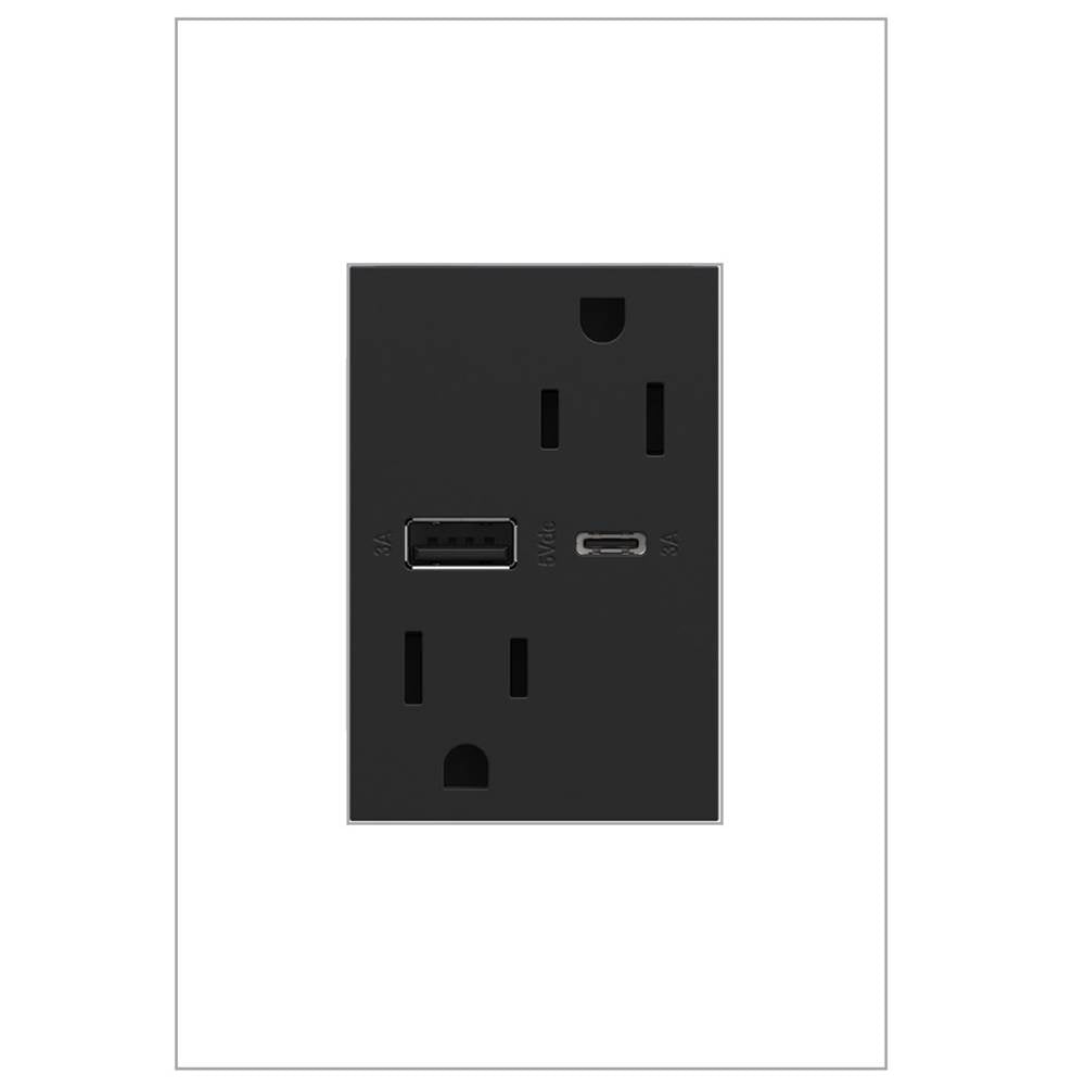Legrand ARTRUSB156ACG4 Graphite Adorne Dual-usb, 15a, Tamper-resistant, A/c Usb Hybrid Outlet, Graphite Image 1