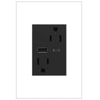 Legrand ARTRUSB156ACG4 Graphite Adorne Dual-usb, 15a, Tamper-resistant, A/c Usb Hybrid Outlet, Graphite Image 1