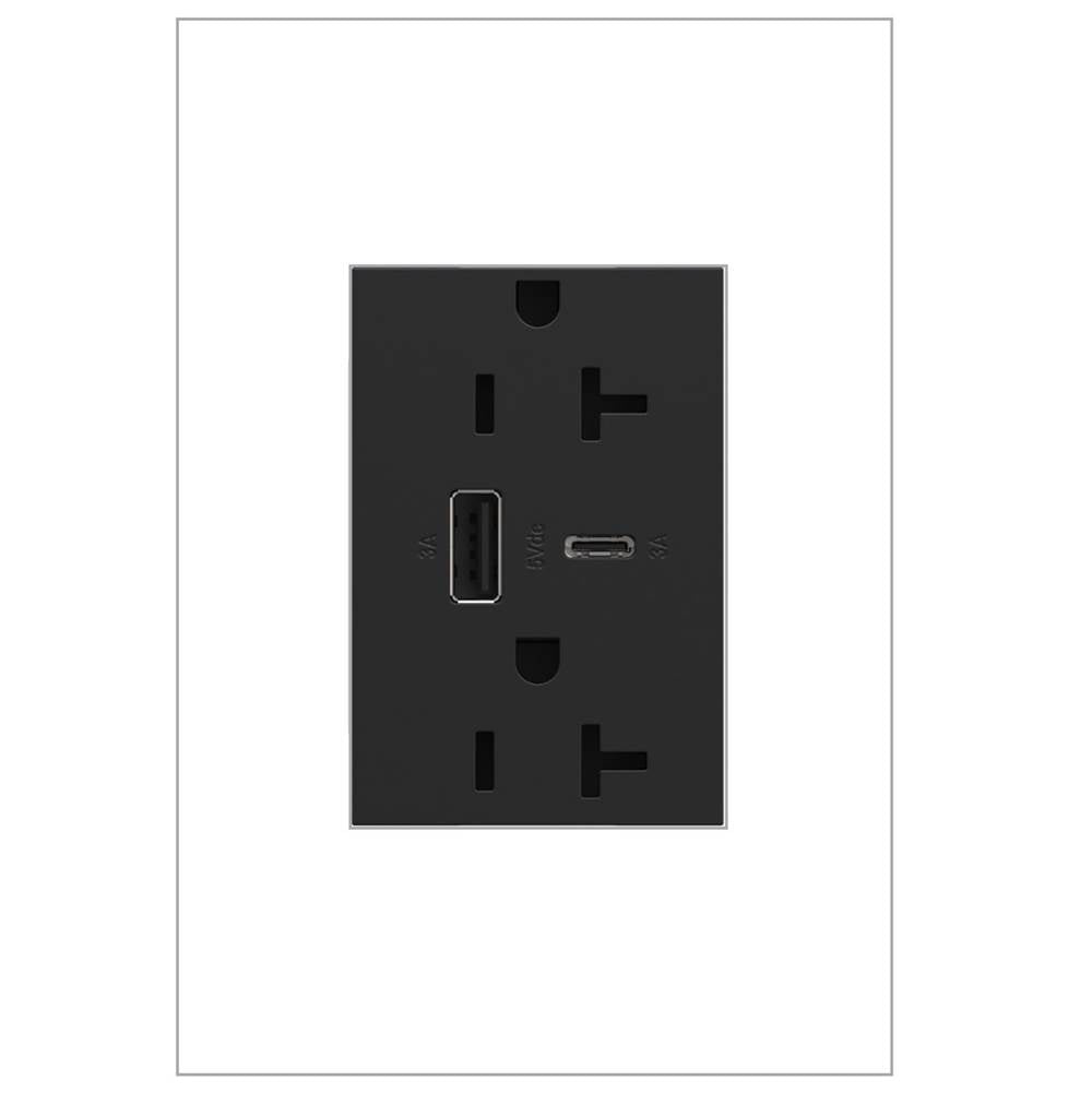 Legrand ARTRUSB206ACG4 Graphite Adorne Dual-usb, 20a, Tamper-resistant, A/c Usb Hybrid Outlet, Graphite Image 1