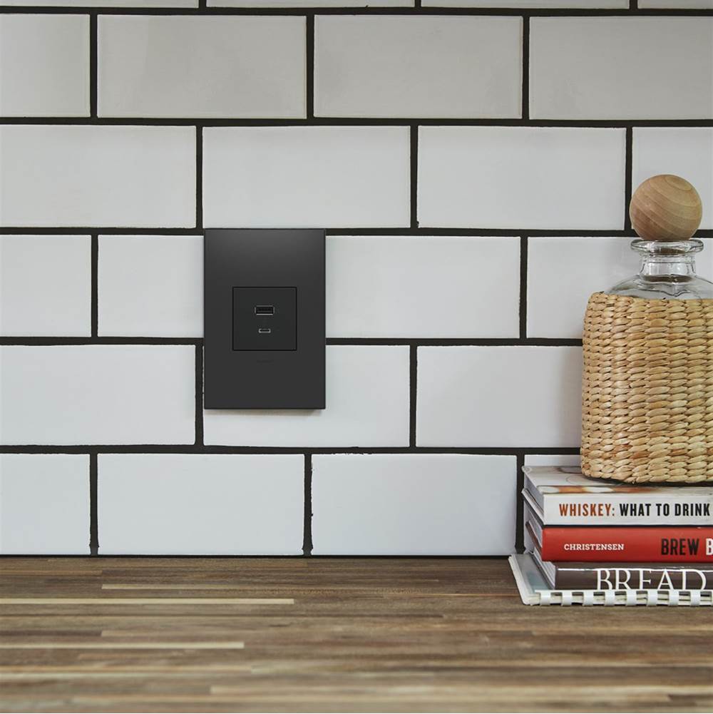 Legrand ARUSB2AC6G4 Graphite Adorne Full-size, Hybrid Usb Outlet, A/c Usb Outlet, Graphite Image 4