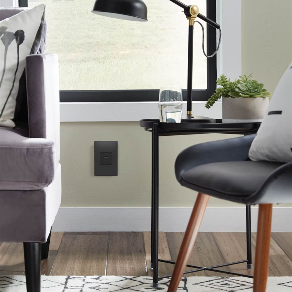 Legrand ARUSB2AC6G4 Graphite Adorne Full-size, Hybrid Usb Outlet, A/c Usb Outlet, Graphite Image 3