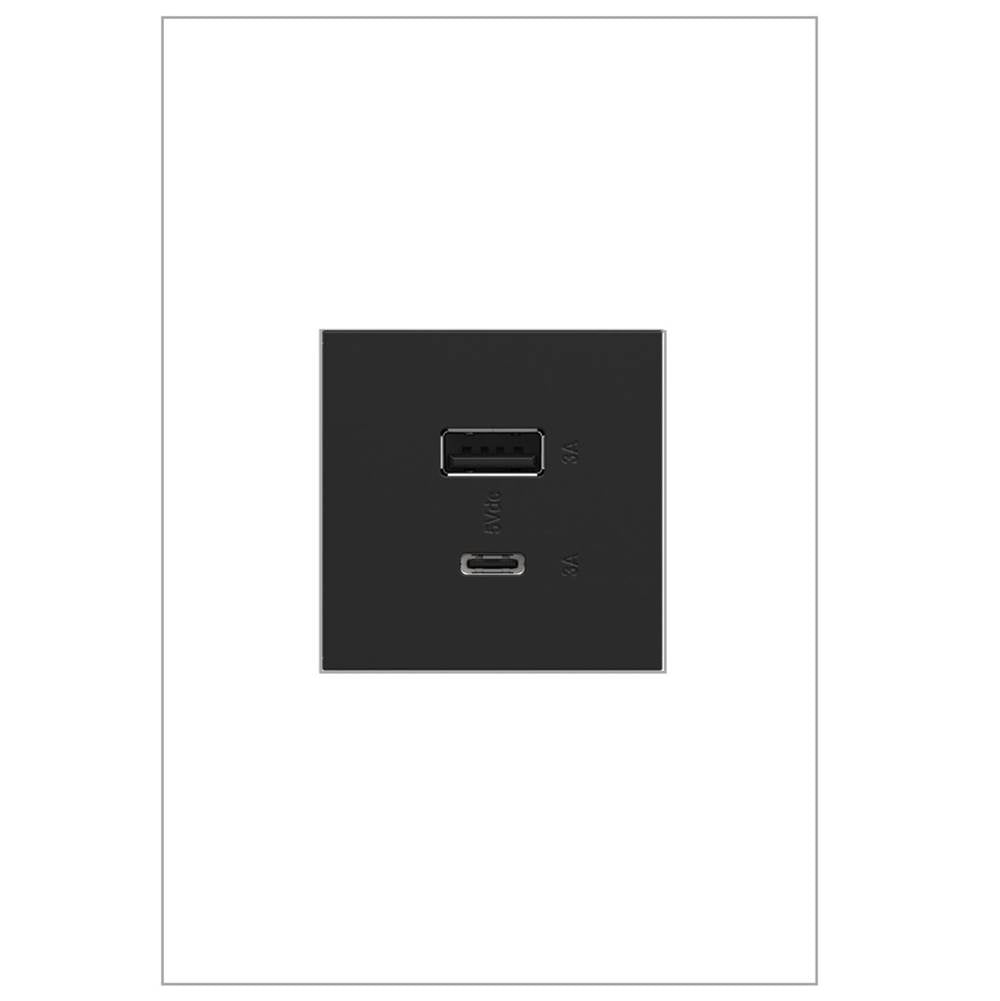 Legrand ARUSB2AC6G4 Graphite Adorne Full-size, Hybrid Usb Outlet, A/c Usb Outlet, Graphite Image 1