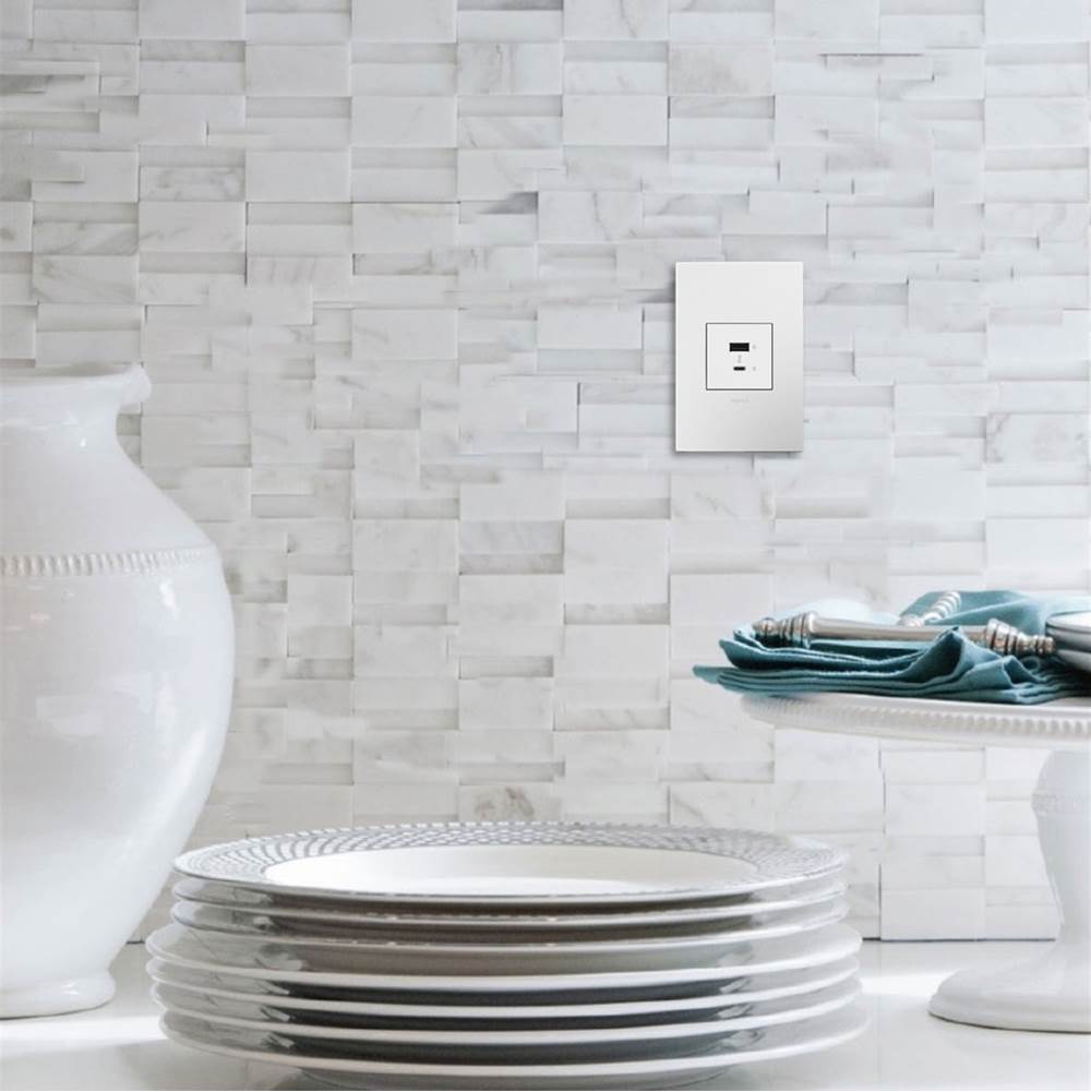 Legrand ARUSB2AC6W4 White Adorne Full-size, Hybrid Usb Outlet, A/c Usb Outlet, White Image 4