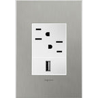 Legrand Adorne Brushed Stainless Steel, 1-gang + Wall Plate