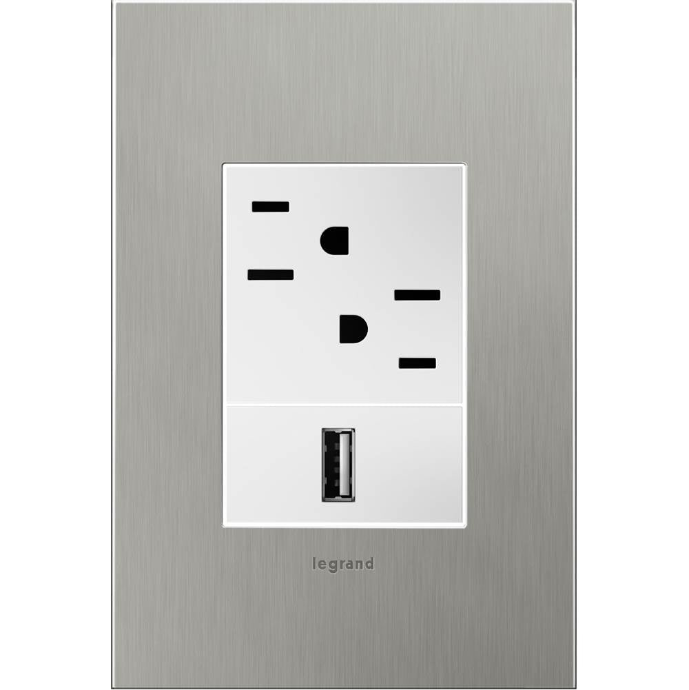 Legrand Adorne Brushed Stainless Steel, 1-gang + Wall Plate