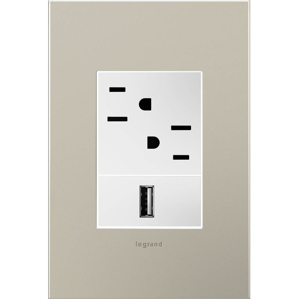 Legrand Adorne Brushed Stainless Steel, 1-gang + Wall Plate