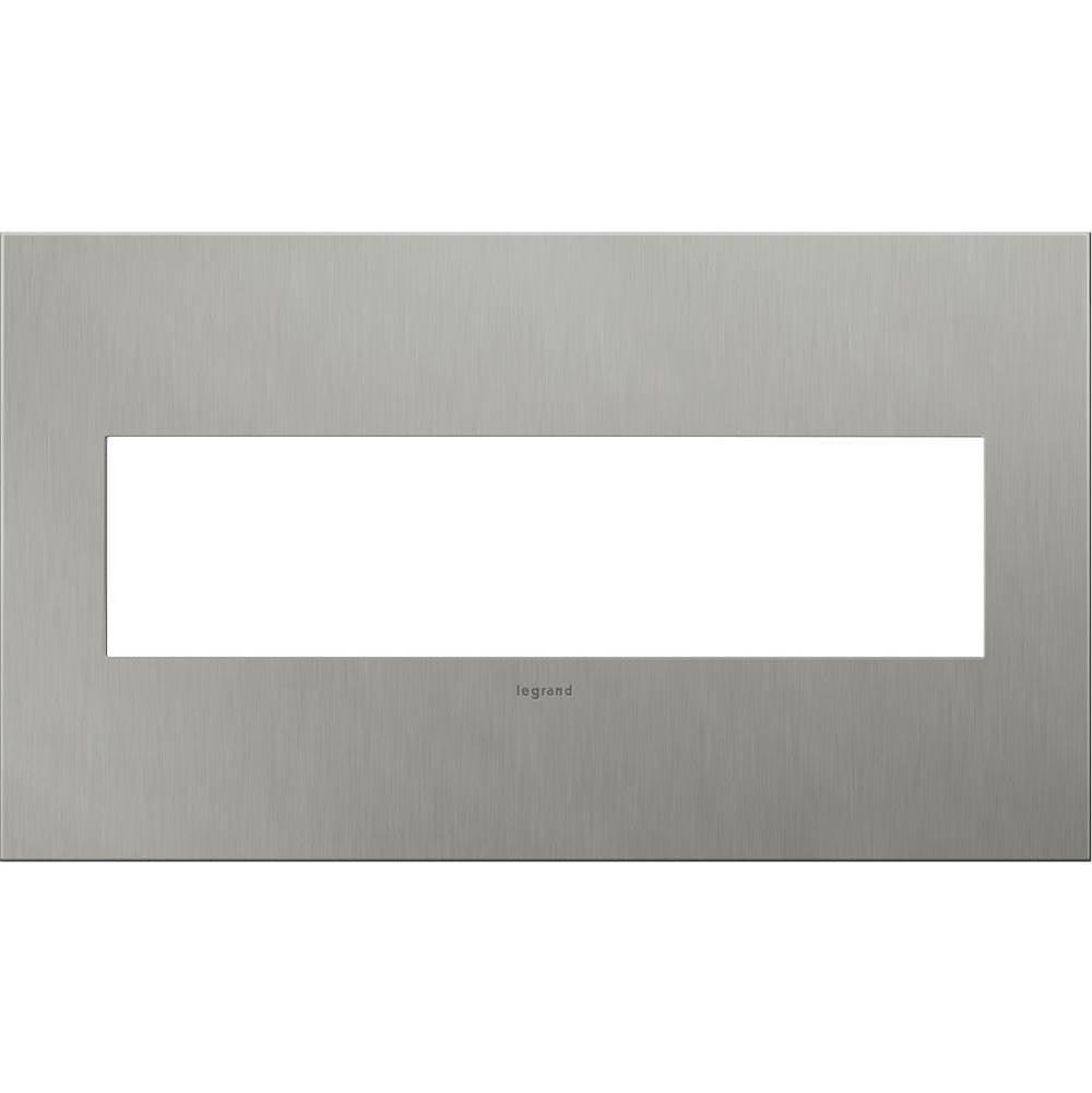 Legrand AWC4GBS4 Brushed Stainless Steel Brushed Stainless Steel, 4-gang Wall Plate Image 1