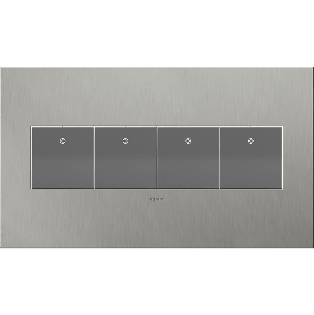 Legrand Adorne Brushed Stainless Steel, 4-gang Wall Plate