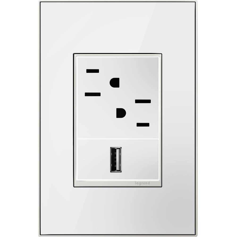 Legrand AWM1G3MWW4 Mirror White Mirror White-on-white,  1-gang + Wall Plate Image 1