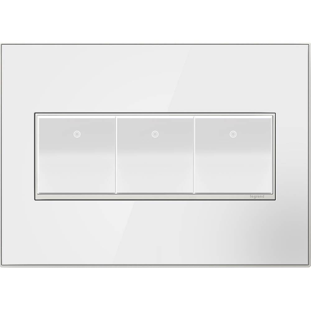 Legrand Adorne Mirror White-on-white,  3-gang Wall Plate