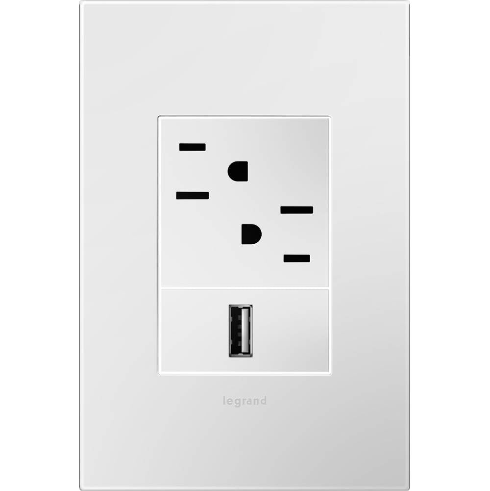 Legrand Adorne Gloss White-on-white, 1-gang + Wall Plate