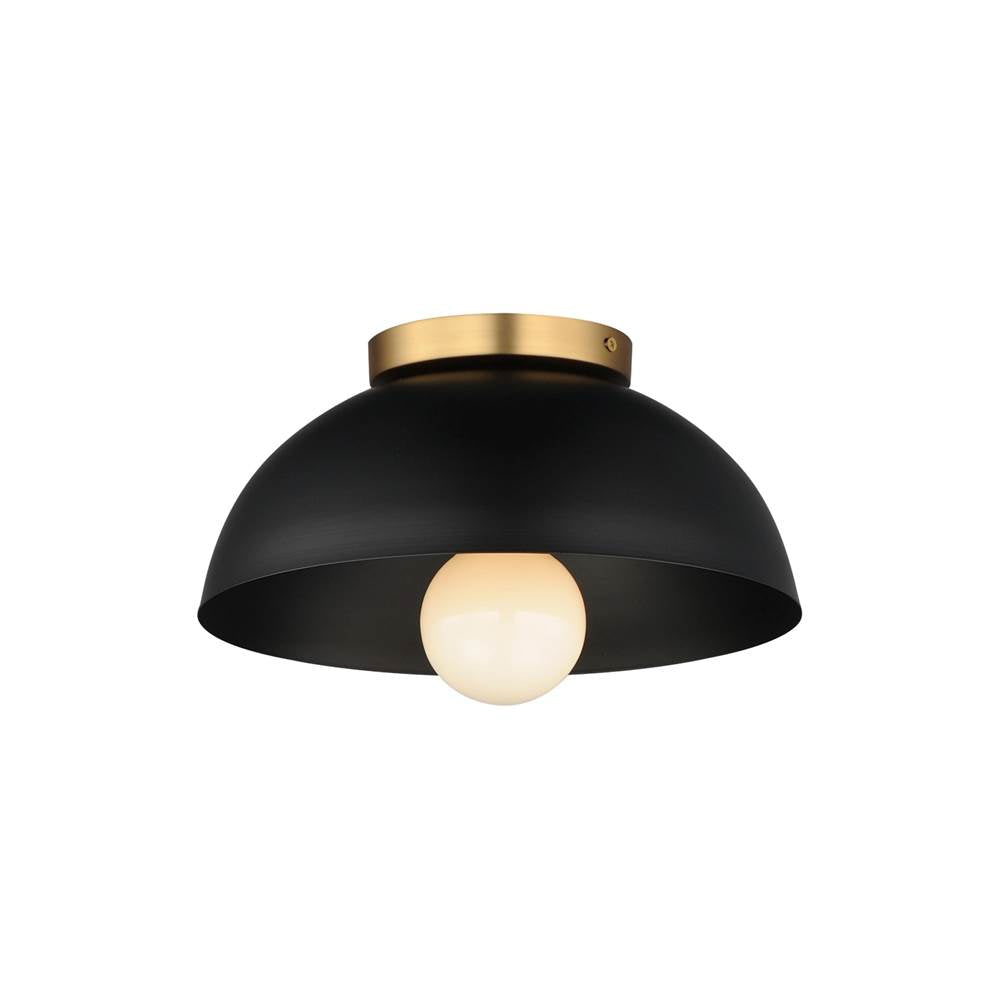 Maxim Lighting 10020BKNAB Black,Natural Aged Brass Thelonious 12'' Flush Mount Image 1