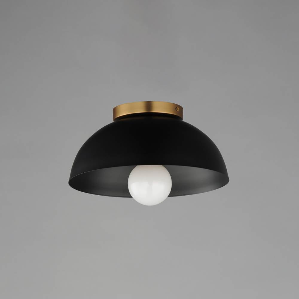 Maxim Lighting 10020BKNAB Black,Natural Aged Brass Thelonious 12'' Flush Mount Image 3