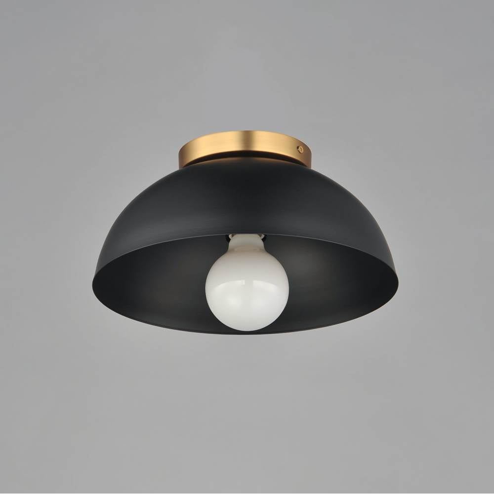 Maxim Lighting 10020BKNAB Black,Natural Aged Brass Thelonious 12'' Flush Mount Image 2