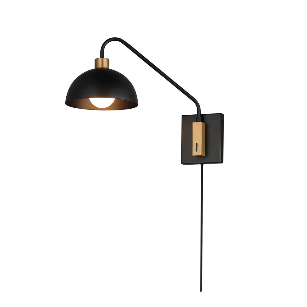 Maxim Lighting 10021BKNAB Black,Natural Aged Brass Thelonious 1-light Wall Sconce Image 1