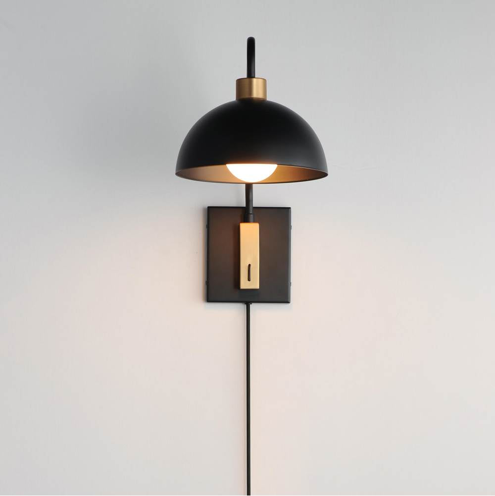 Maxim Lighting 10021BKNAB Black,Natural Aged Brass Thelonious 1-light Wall Sconce Image 2
