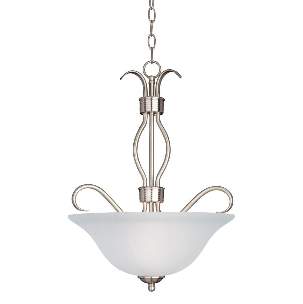 Maxim Lighting 10121FTSN Satin Nickel Basix 3-light Invert Bowl Pendant Image 1