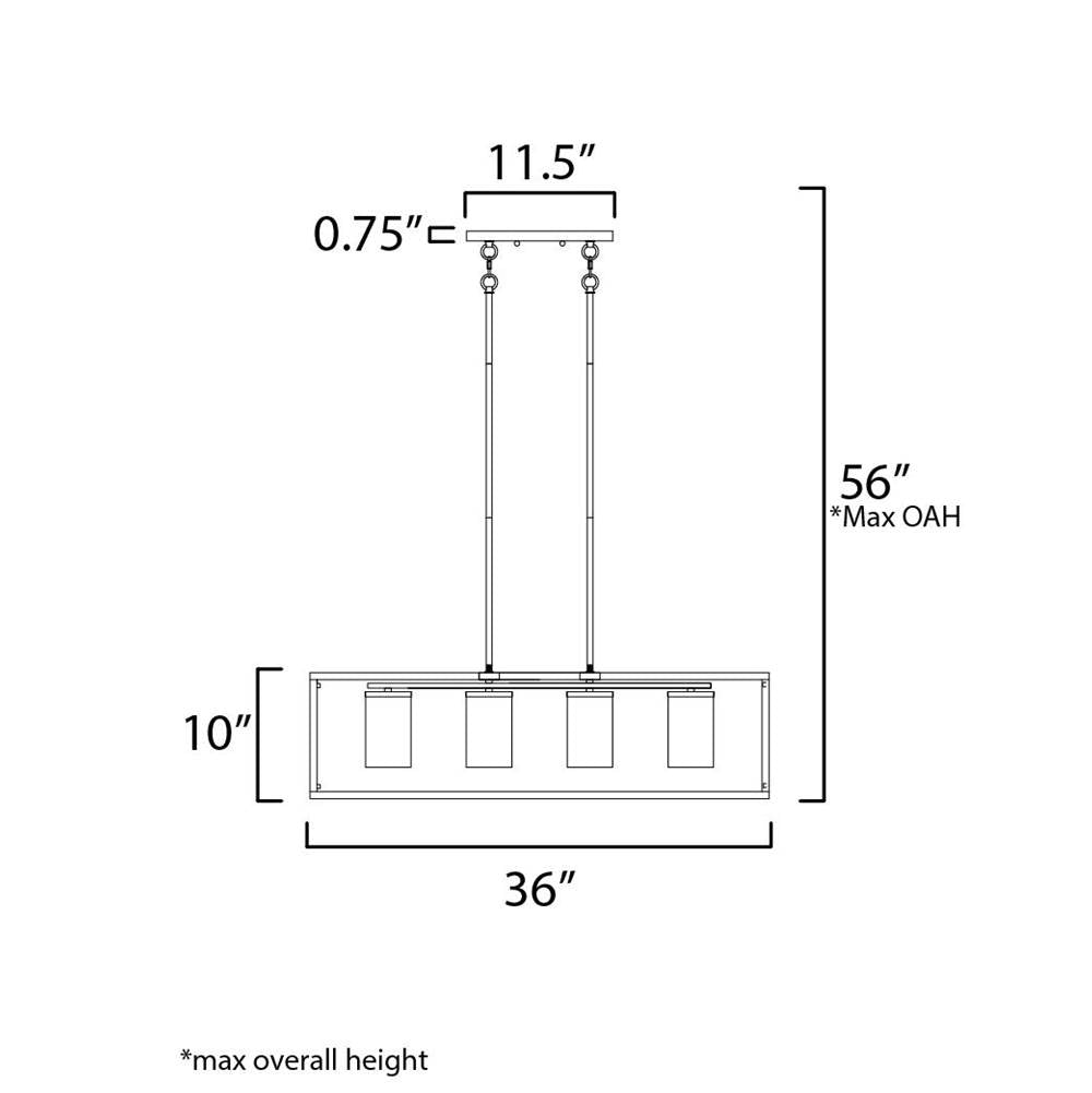 Maxim Lighting 10288SWSN Satin Nickel Lateral 4-light Linear Pendant Image 2