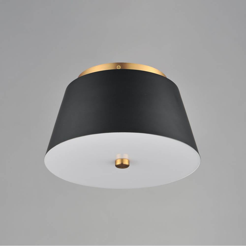Maxim Lighting 10710WTBKNAB Black,Natural Aged Brass Miles 11'' Led Flush Mount Image 2