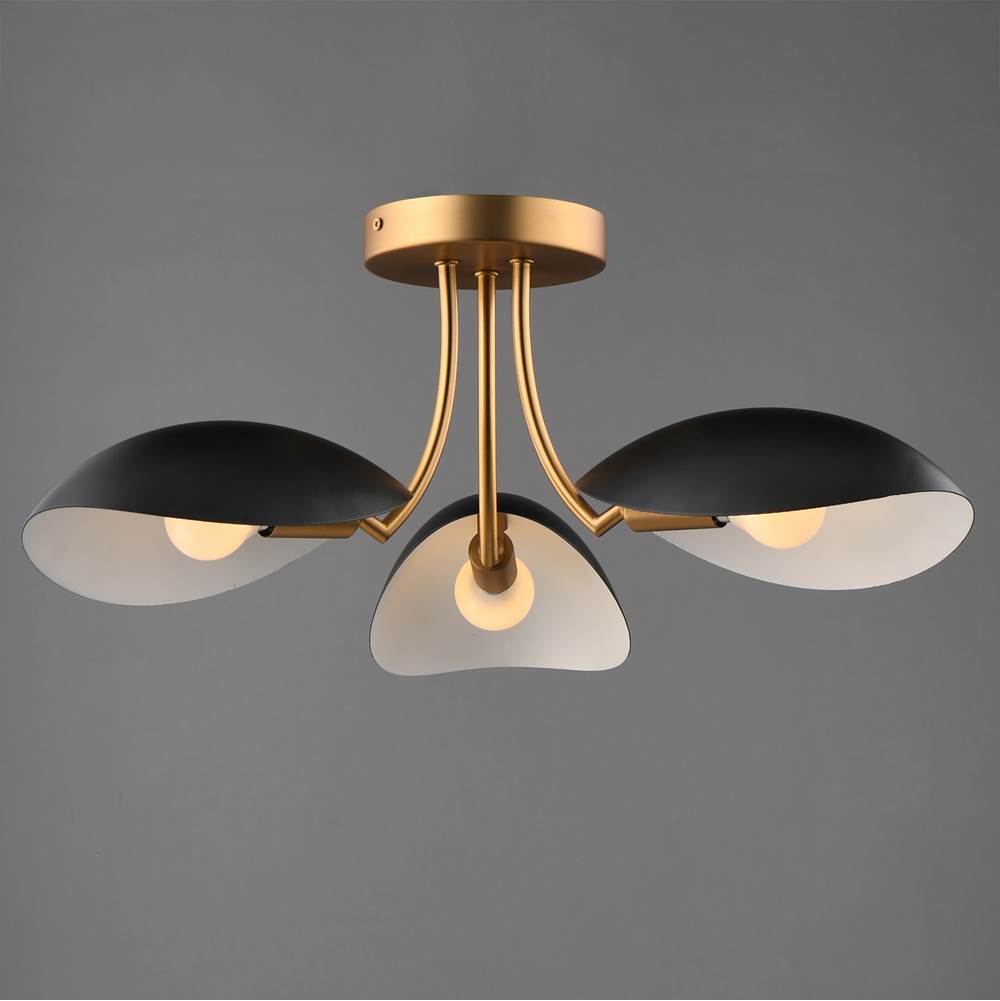 Maxim Lighting 10823BKNAB Black,Natural Aged Brass Maris 3-light Semi Flush Image 3