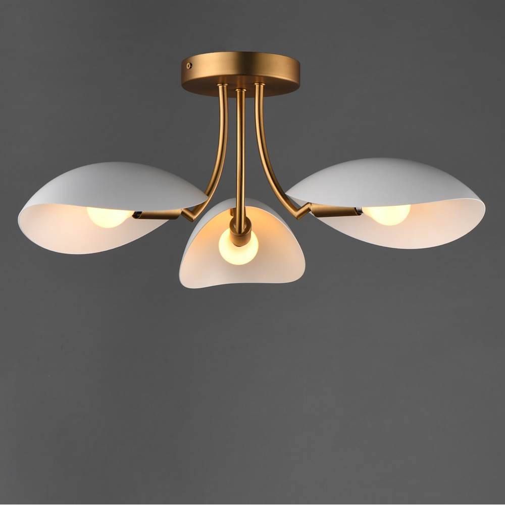 Maxim Lighting 10823WTNAB White,Natural Aged Brass Maris 3-light Semi Flush Image 2