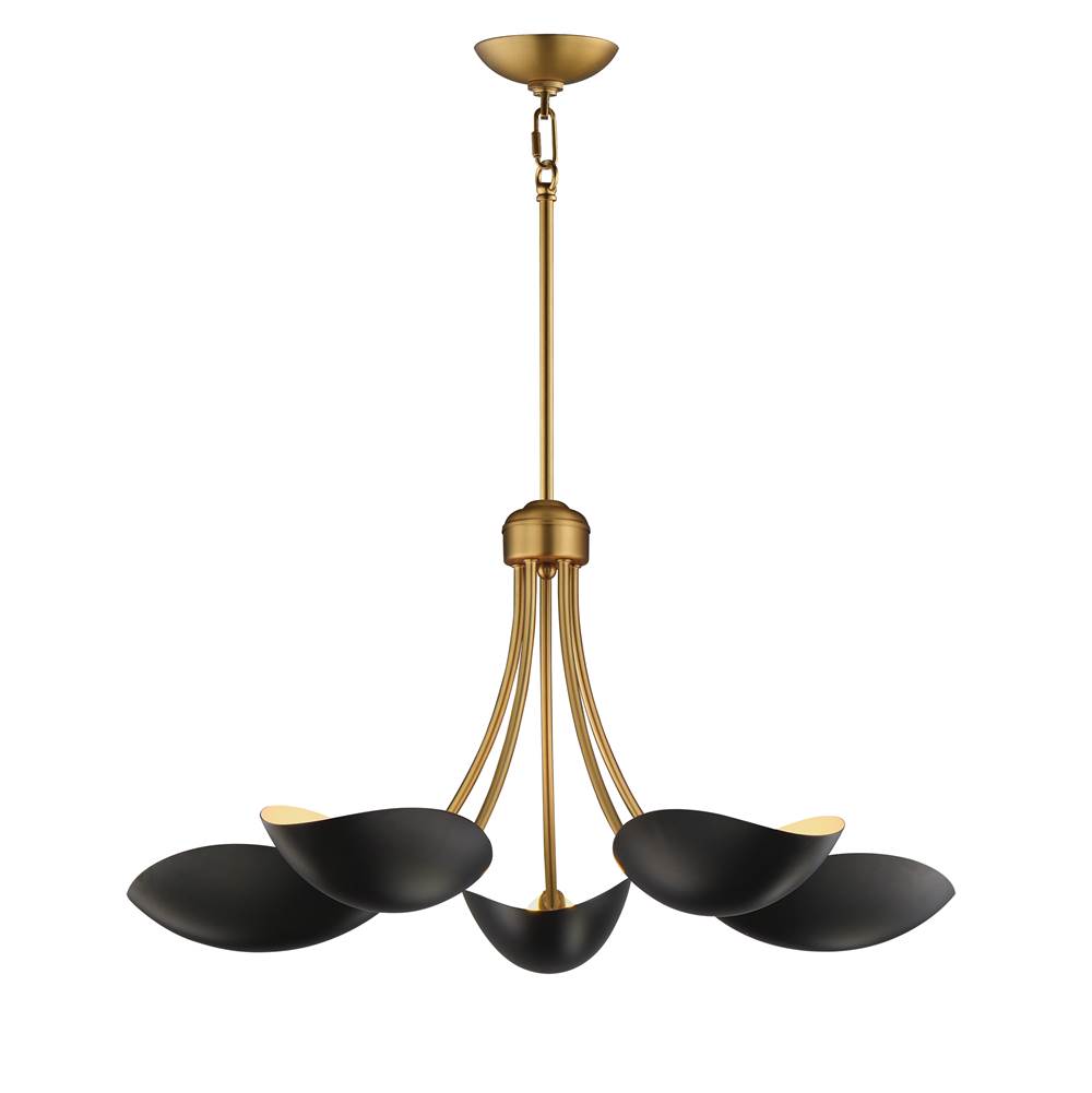 Maxim Lighting 10825BKNAB Black,Natural Aged Brass Maris 5-light Chandelier Image 1