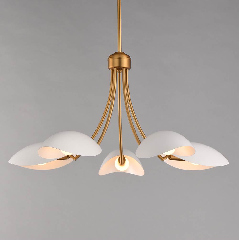 Maxim Lighting 10825WTNAB White,Natural Aged Brass Maris 5-light Chandelier Image 3