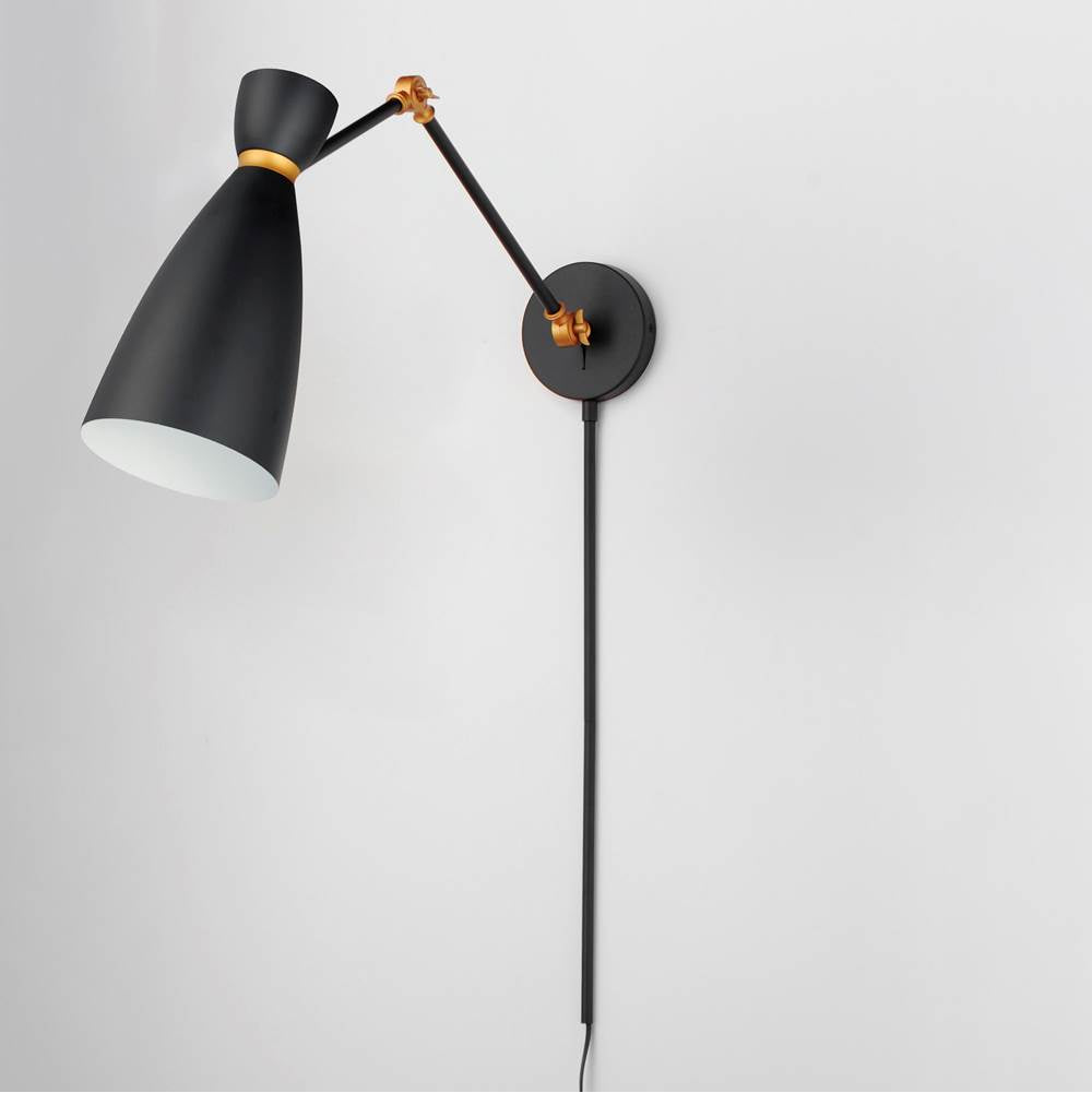 Maxim Lighting 11300BKSBR Black,Satin Brass Carillon Articulating Wall Sconce Image 3