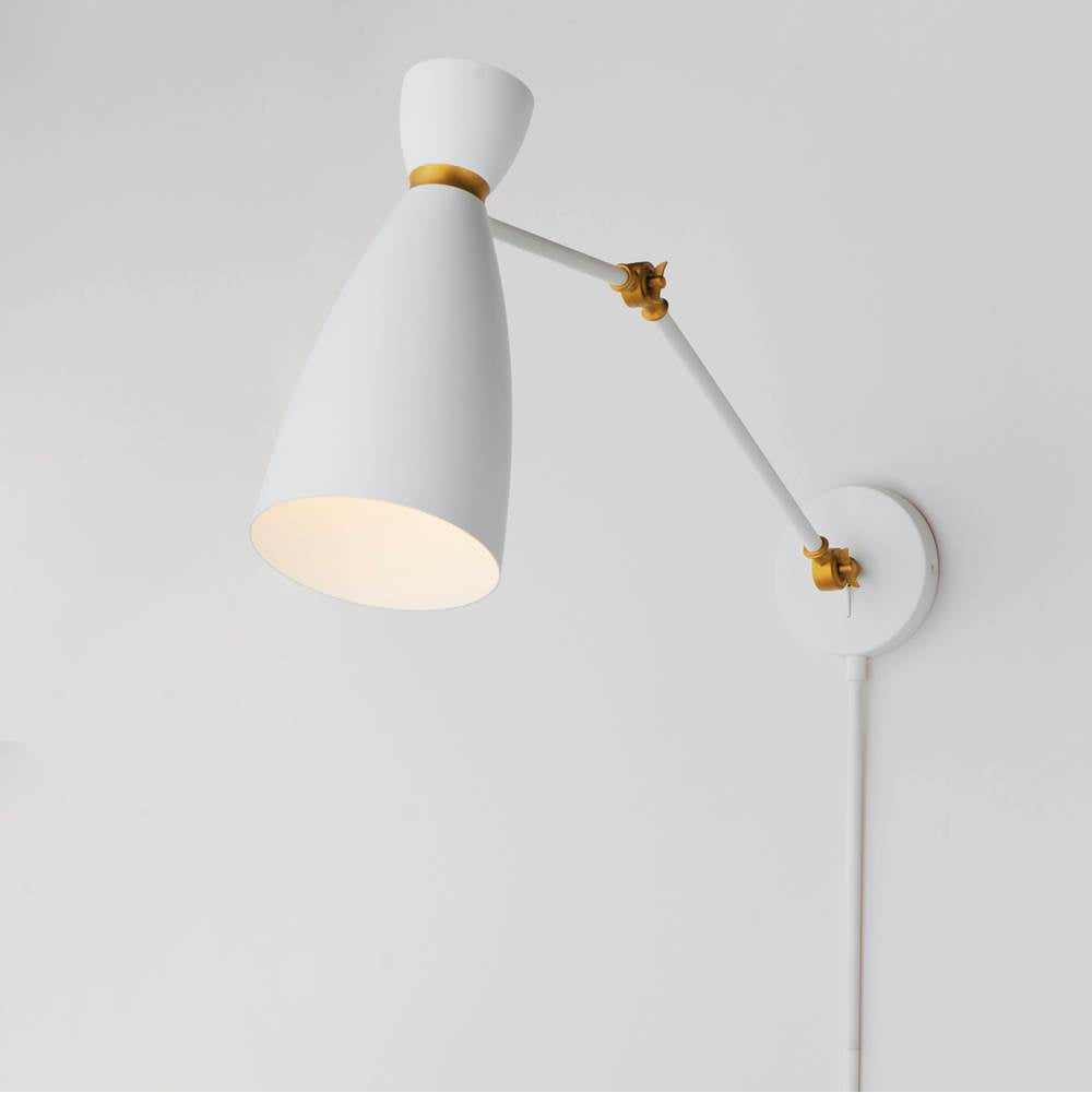 Maxim Lighting 11300WTSBR White,Satin Brass Carillon Articulating Wall Sconce Image 4