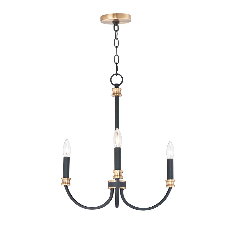 Maxim Lighting 11373BKAB Black,Antique Brass Charlton 3-light Chandelier Image 1