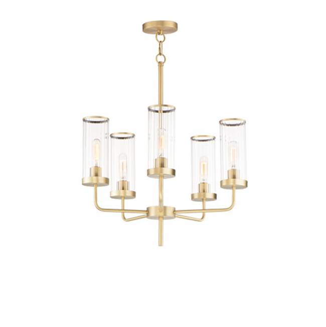 Maxim Lighting 11475CRSBR Satin Brass Crosby 5-light Chandelier Image 1