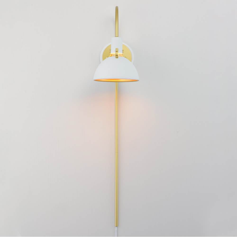 Maxim Lighting 12041WTSBR White,Satin Brass Dawn Pin Up Wall Sconce Image 3