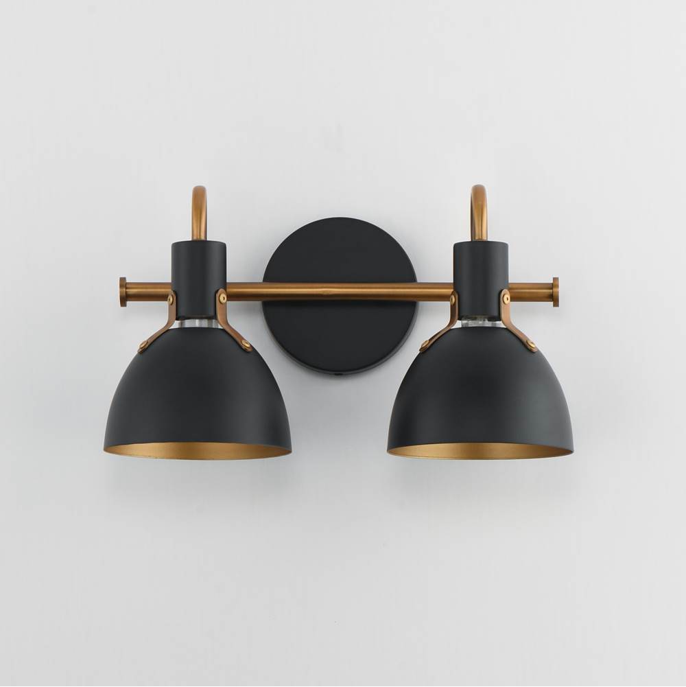 Maxim Lighting 12342BKAB Black,Antique Brass Dusk 2-light Wall Sconce Image 2