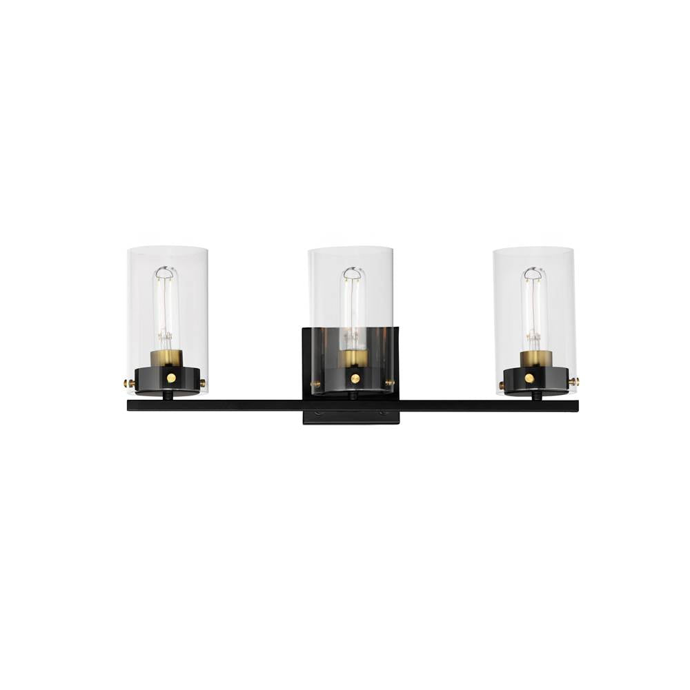 Maxim Lighting 12403CLBKSBR Black,Satin Brass Pinn 3-light Bath Vanity Image 1